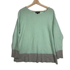 Charter Club Luxury 100% Cashmere Relaxed Fit Sweater Top Mint Green Gray Size L